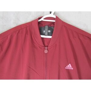 Adidas Light weight Sportswear Burgundy Full Zip Jacket Pink Logo Size XXL